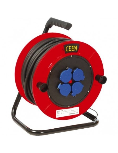 Enrouleur Câble CEBA 25m H07RNF Câble H07RN-F, disjoncteur intégré, 4 prises - CEBA