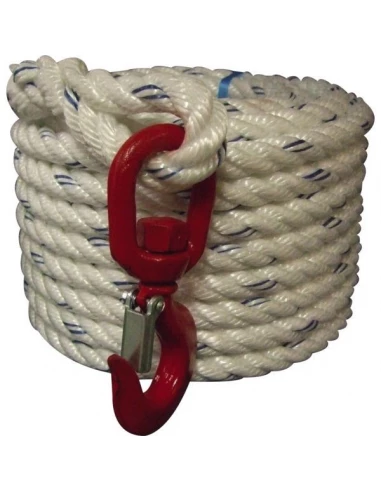 Corde poulie polypropylene+crochet naturel diam 20 - 25m