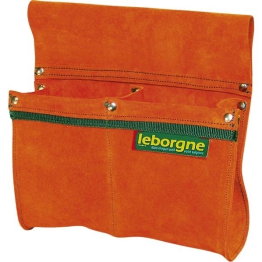 Porte outils double poche croute de cuir