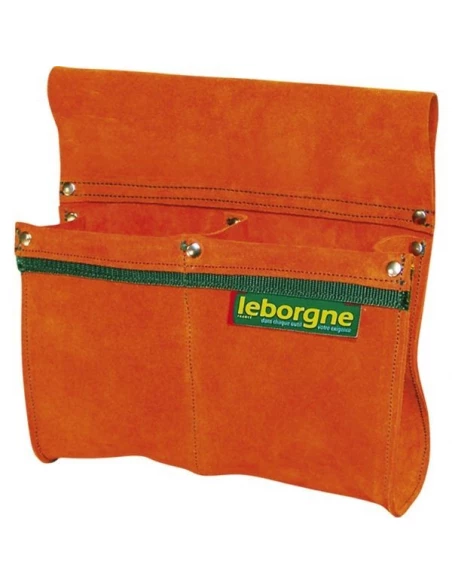 Porte outils double poche croute de cuir