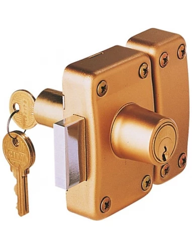 Verrou city 26 a 2 entrees bronze or gache bois cylindre 40mm s entro
