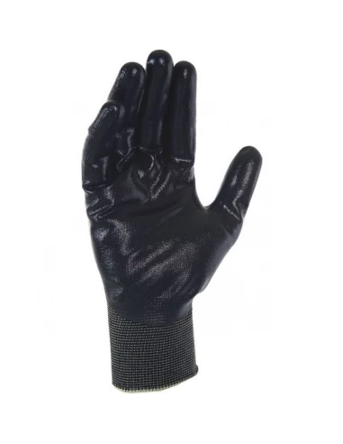 Gant fin polyamide tricote enduction nitrile noir sur la paume taille 9