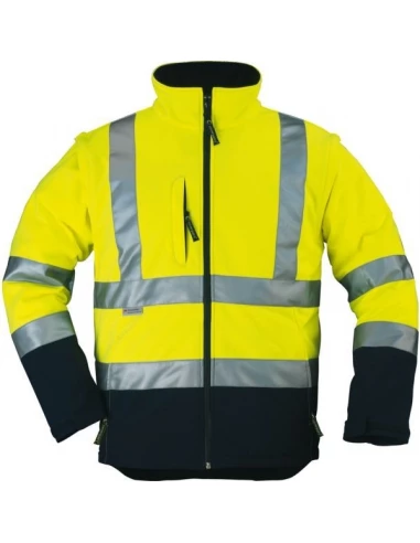 Veste hi-viz softshell 3m capuche integree jaune marine taille l