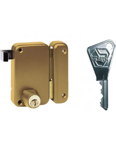 Serrure en applique monopointverticale à fouillot gauche marron