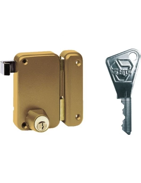 Serrure en applique monopointverticale à fouillot gauche marron