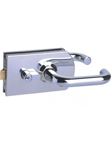 Serrure de milieu pour porte en verre pene droit 1-2 tour inox - METALUX