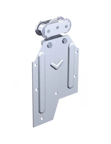Ferrure de porte à déplacement droit pour porte de 300 kg monture fixation sur chant a galet 265 2
