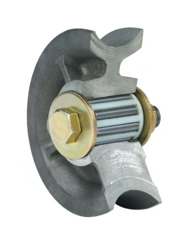 Galet gorge ronde pour ferrure pour portail roulant sur rail au sol