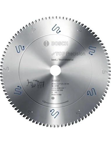 Lame scie circulaire top precision multimaterial 305x30x30 z96 hltcg