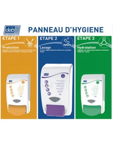Panneau hygiene industrie preequipe 3 etapes (3 appareils)
