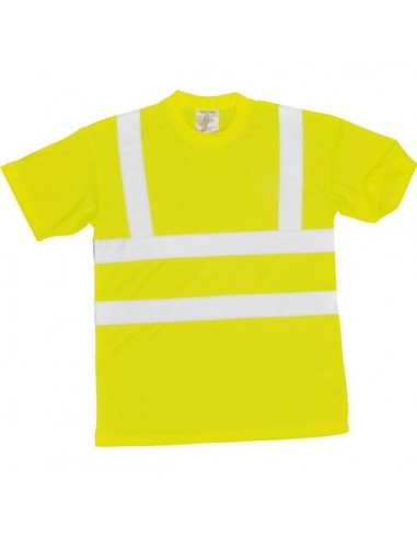 Tee shirt haute visibilite jaune fluo - taille l
