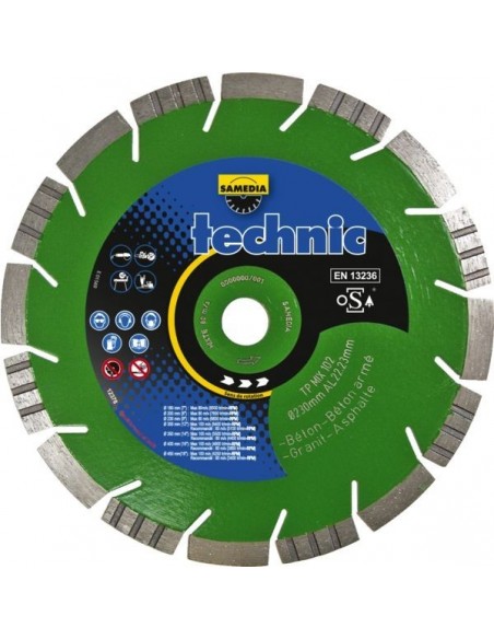 Disque diamant ø 230 al 2 20 hd13 mm technic tp mix 102