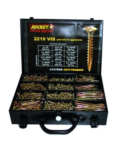 Mallette 2210 vis rocket tetefraise empreinte pozi acier bichromate -