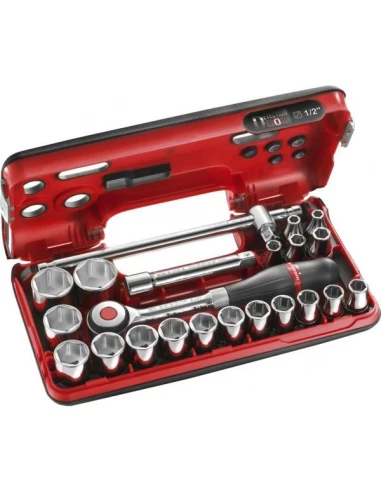 Facom Coffret Dbox Cliquet Manche Rotatif + Douilles 1/2'' 6 Pans 22 Pcs S.360dbox4pb