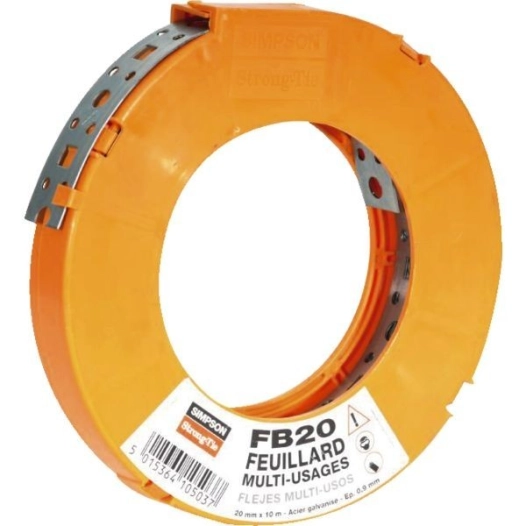 Feuillard perfore •acier galvanisé s250gd + z275 larg 20 lg10 ep 0,9