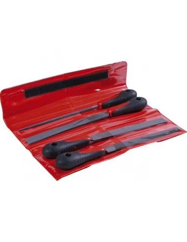 Trousse lime - 4 limes bimatiere 200mm - plate main - ronde- demi ron