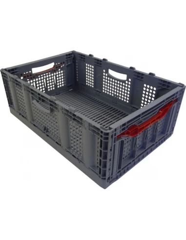 Bac de manutention ajoure pliant 60 x 40 cms - h 22 cm - 40l gris