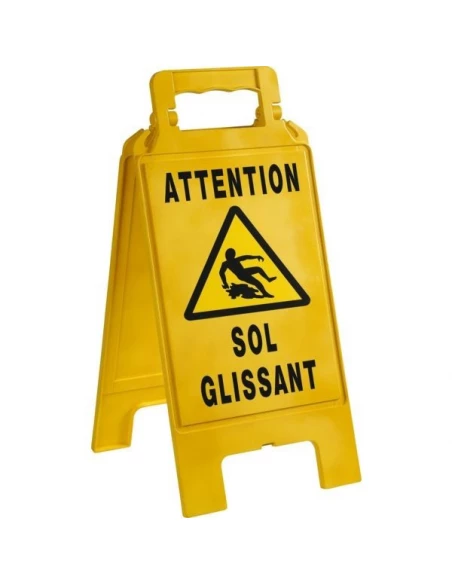 Chevalet pliable de signalisation jaune attention sol glissant 580