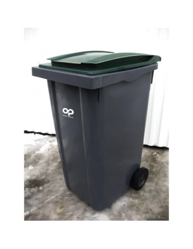 Conteneur poubelle 2 roues gris vert 120 litres