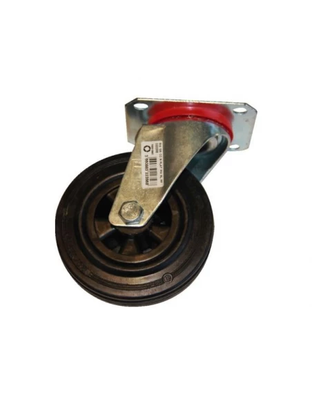Roulette caoutchouc noir pivotante diam 160 h 190