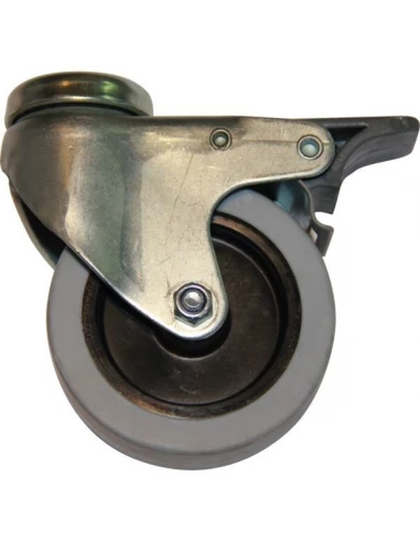 Roulette nova oeil caoutchoucgris bloquante diam 100 h 121 cour 40