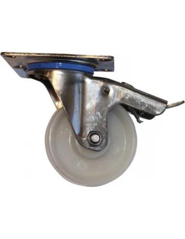 Roulette inox polyamide blancpivotante diam 125 h 155