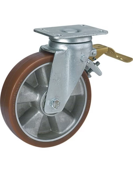 Roue polyurethane sur jante alu pivotante diam 200 h 245