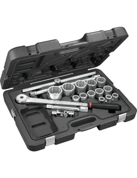 Coffret 3-4' douilles 6 pansde 19 a 55 mm + cliquet