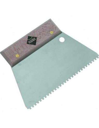 Spatule-peigne a colle 18 cmlame acier - manche bois6 x 6 mm