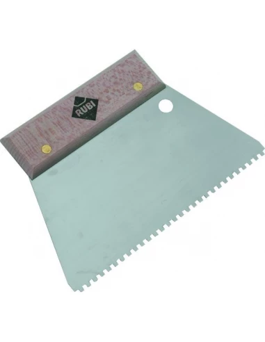 Spatule-peigne a colle 18 cmlame acier - manche bois6 x 6 mm