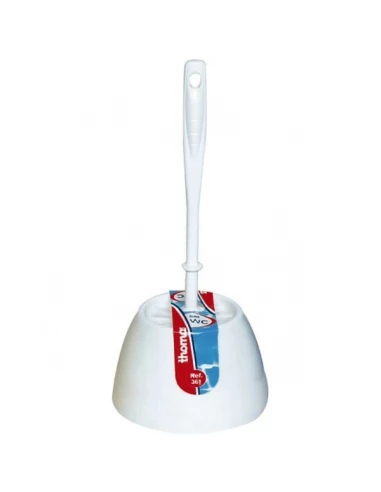 Ensemble balai brosse wc et support blanc