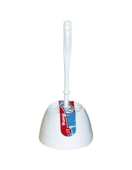 Ensemble balai brosse wc et support blanc