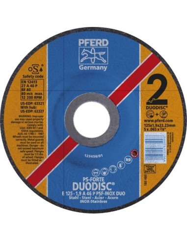 10 Disque abrasif double usage duodisc psf 125 x 1,9 x 22,23