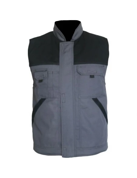 Gilet typhon sans manche double ouate et polaire gris-noir