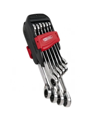 Jeu de 10 cles mixtes à cliquets sur double support 8-10-11-12-13-14-16-17-18-19mm