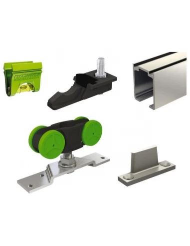 Ensemble rail aluminium et garniture pour porte a deplct droit 40 kg