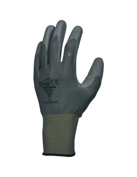 Gant nylon enduit polyurethane jauge 13 gris poignee elastique taille 10