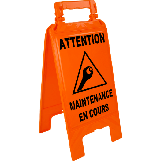 Chevalet orange fluo attention maintenance en cours