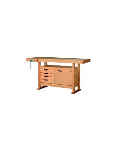 Promo Etabli De Menuisier L: 1.5 X 0.5m Caisson 4 Tiroirs + Presse + 1 Porte - OUTIFRANCE