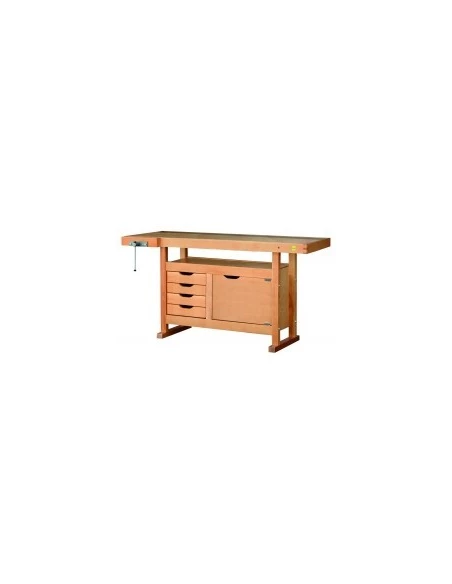 Promo Etabli De Menuisier L: 1.5 X 0.5m Caisson 4 Tiroirs + Presse + 1 Porte - OUTIFRANCE