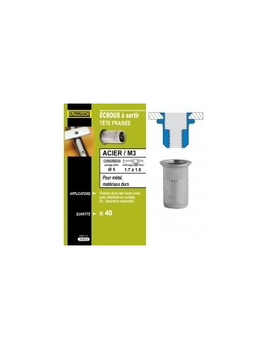 Ecrou a sertir acier tfr m3 (40)7631921