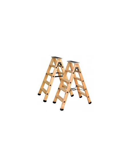 Escabeau Bois 2 Plans (platrier) 6 Marches + Tablette Et Sangles H:150cm - OUTIFRANCE