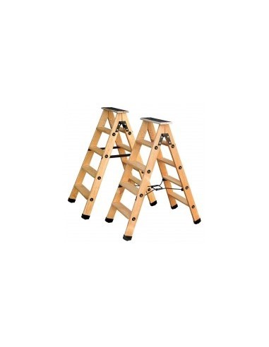– Escabeau Bois 2 Plans (platrier) 8 Marches + Tablette Et Sangles H:193cm - OUTIFRANCE