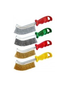 Brosses metalliques convexes vrac - caractéristiques:fils souples ondulés en laiton 30 mm - poignée jaune