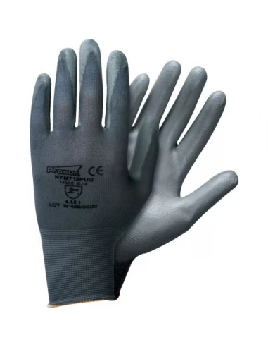 10 Gants nylon gris t9 enduit pu