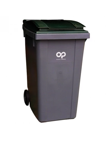 Conteneur à déchets 360 litres sur roues gris vert