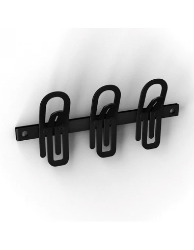 Patere clip x3 noir acier 147x337mm