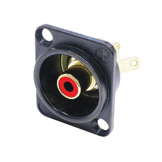 Neutrik - socle rca dans ch,ssis type d chromé noir, anneau de repérage rouge