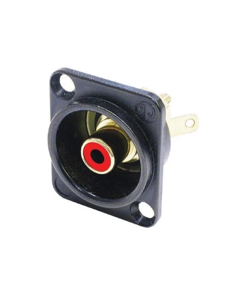 Neutrik - socle rca dans ch,ssis type d chromé noir, anneau de repérage rouge