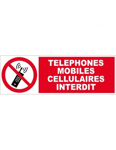 Panneau interdiction 450x150mm telephone mobile 410